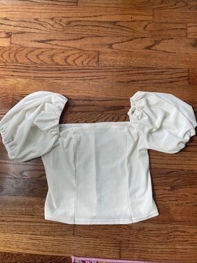 Ivory Puff Sleeve Square Neck Crop Top